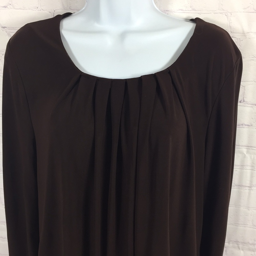 Josephine Long Sleeve Round Neck Pleated Front Top